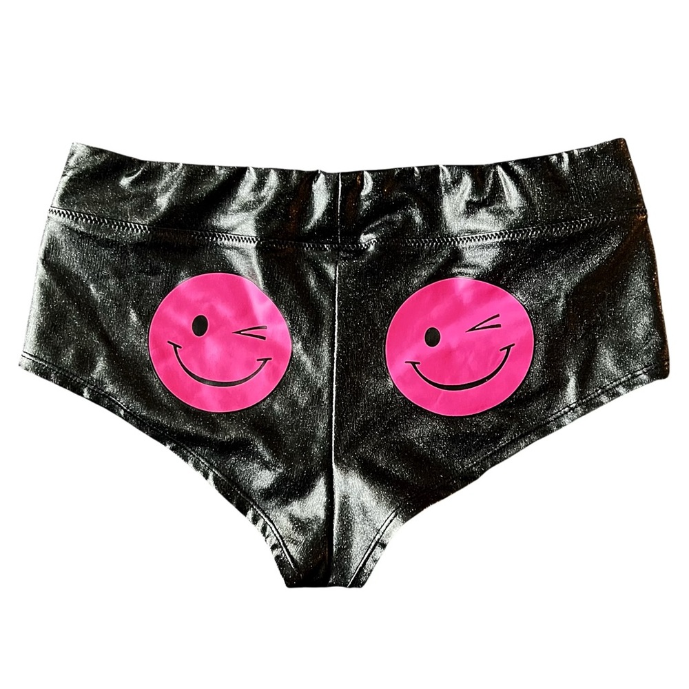 Rave girl happy face booty shorts